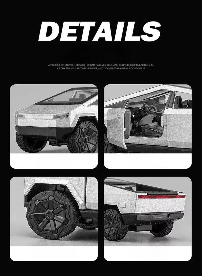 PLUSPOINT Cybertruck Model Car 1/36 Toys With Lights Diecast Cyber Cars Pull Back Metal Model Toy Trucks And Pickup Truck Toys For Kids And Cyber Truck Enthusiasts, Black - Image 5